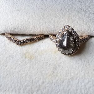 Custom Salt And Pepper Diamond Ring Set